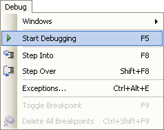 The Debug menu in VB NET