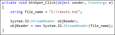C# code for a StreamReader Object