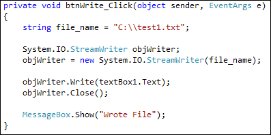 C# code to Write to a Text File
