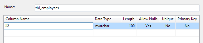 Setting up an ID field in the database table