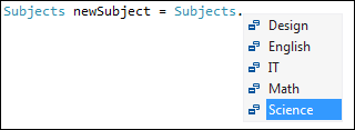 Intellisense showing items in an Enumerated list