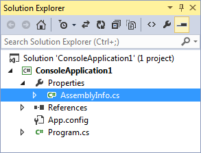 The Properties option in the Solution Explorer