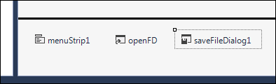 The SaveFileDialog object appears at the bottom of Visual C#
