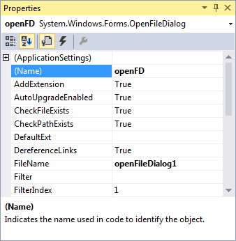 Change the Name Property to openFD
