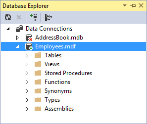 The Database Explorer in Visual Studio