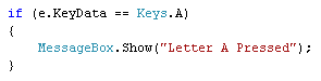 C# code to detect if the letter A was pressed