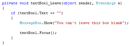 C# code for a Leave Event