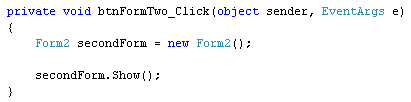 C# code to create a second form