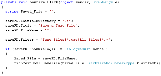 The complete Save code