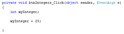 A value assigned to a C# integer variable