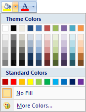 Available Cell Colours in Excel 2007