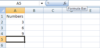 Excel 2007 Formula bar
