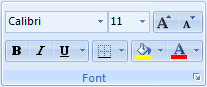 The Excel 2007 Font Panel
