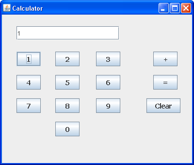 Testing out number  buttons for a Java Calculator