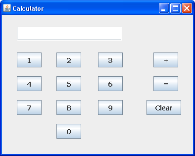 Java form showing a calculator design