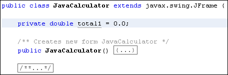 Java code showing a double variable