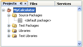 The Projects area in NetBeans