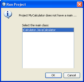Run Project, selecting a  main method