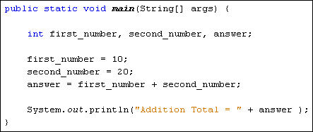 Addition Java code