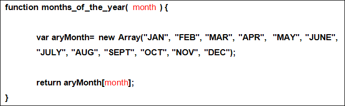 A customised array of months in Javascript