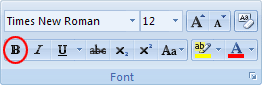 The Bold icon on the Font panel in Word 2007 and Word 2010