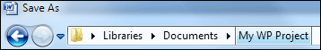 Folder locations on the Save As dialogue box