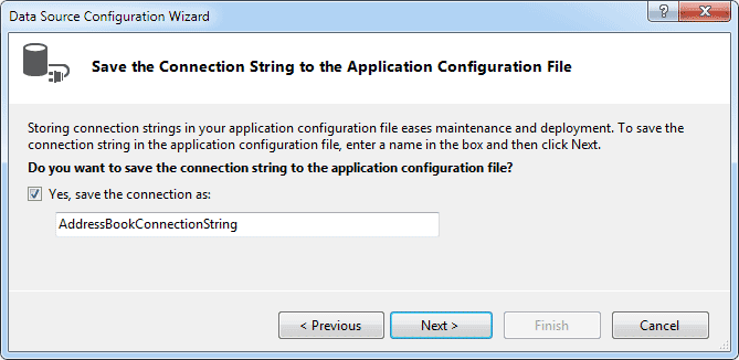 Save the connection string