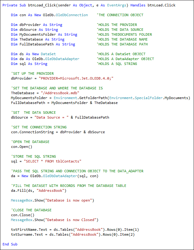 Microsoft Access connection code
