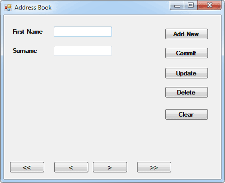 VB NET form with buttons to naviagte and manipulate an Access database