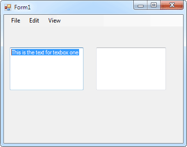 Form with menu and two textboxes