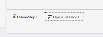 he Object area in VB .NET showing an open file dialog  control