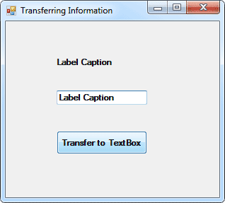 VB Form showing text property being transferred to a label
