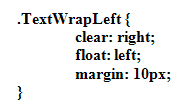 CSS code that clears text wrapping
