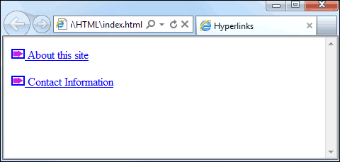 Internet Explorer and image icons used with hyperlinks