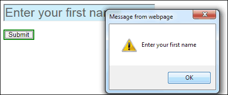 A javascript alert box displaying the contents of a text box