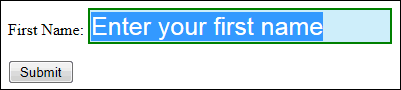A HTML form showing a label and text box