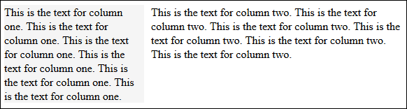  A browser view of two floated columns