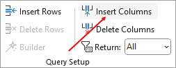 The Insert Columns option in Access