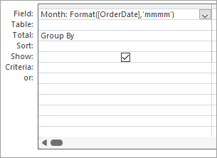 A calculated field in Access for the Month function