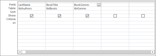Three Fields selected in the Access Query Designer