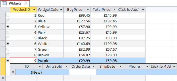 Data entry in Access