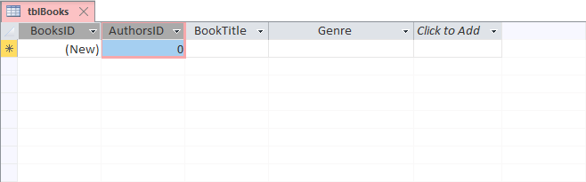An Access table column moved to the left