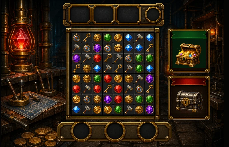 A user Interface created by Codex when vibe coding a Match Three game