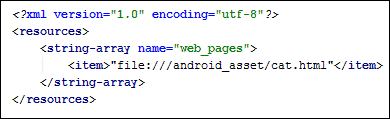 An item tag added to an XML string array
