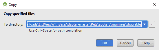 Copying files to the drawable folder