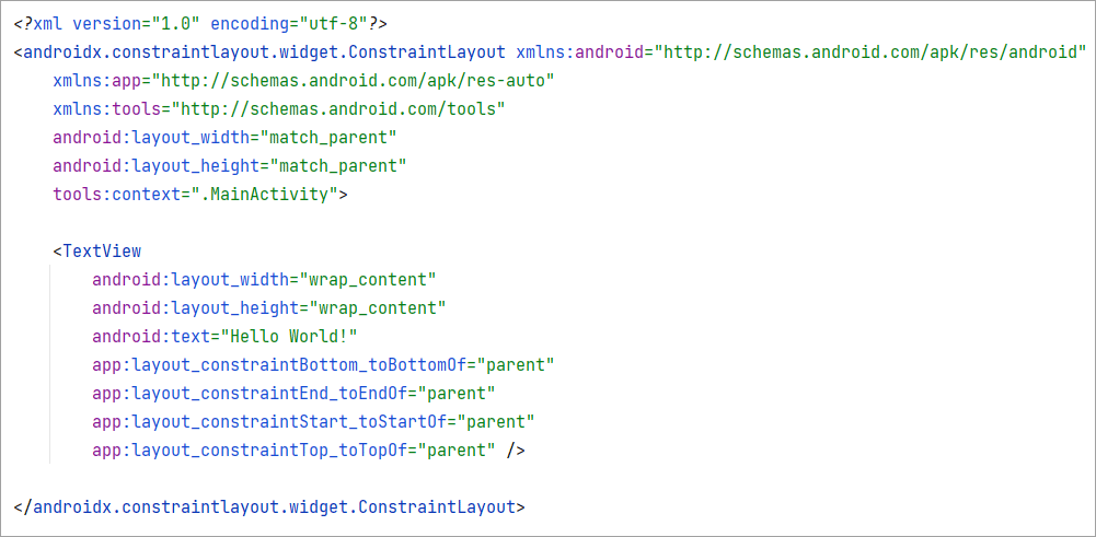 XML code for a layout in Android Studio.
