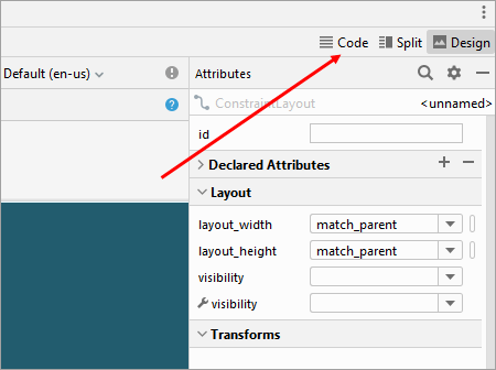 Code view in Android Studio.