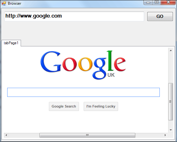 A web page displayed in a WebBrowser control