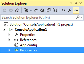 The Solution Explorer in C# Express