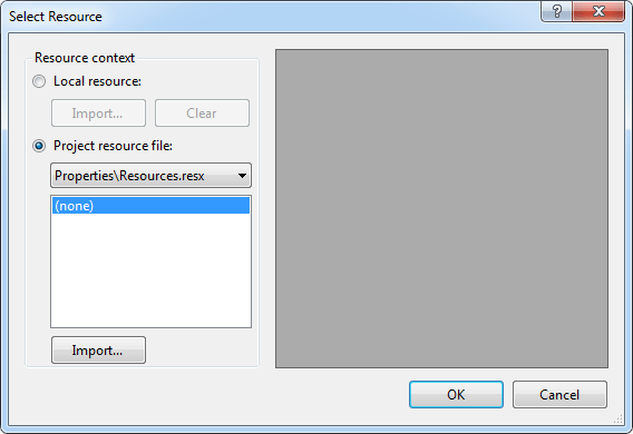 Resources dialogue box in C#